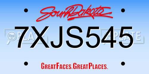 7XJS545 South Dakota License Plate