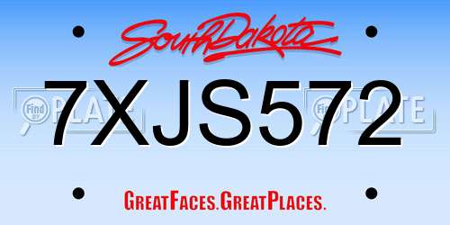 7XJS572 South Dakota License Plate