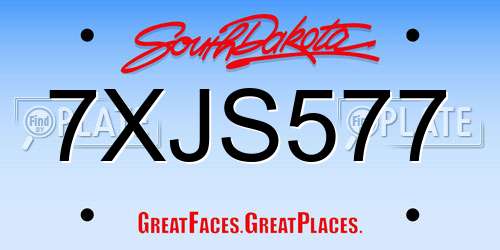 7XJS577 South Dakota License Plate