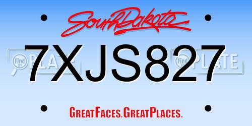 7XJS827 South Dakota License Plate