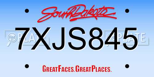 7XJS845 South Dakota License Plate