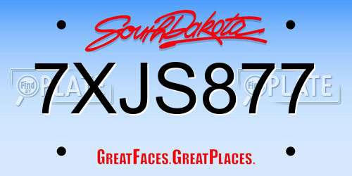 7XJS877 South Dakota License Plate