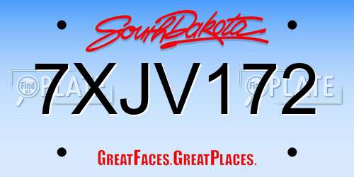 7XJV172 South Dakota License Plate