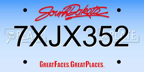 7XJX352 South Dakota License Plate