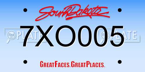 7XO005 South Dakota License Plate
