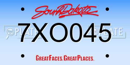 7XO045 South Dakota License Plate