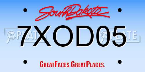 7XOD05 South Dakota License Plate
