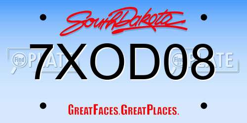 7XOD08 South Dakota License Plate