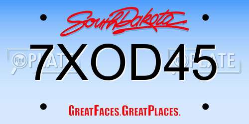 7XOD45 South Dakota License Plate