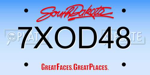 7XOD48 South Dakota License Plate