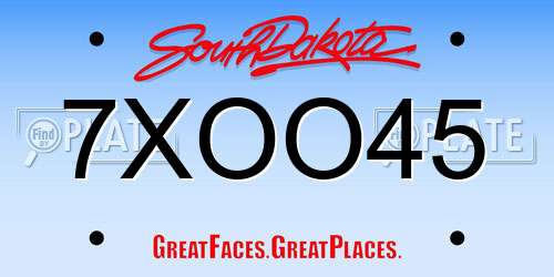7XOO45 South Dakota License Plate