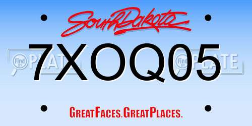 7XOQ05 South Dakota License Plate