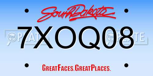 7XOQ08 South Dakota License Plate