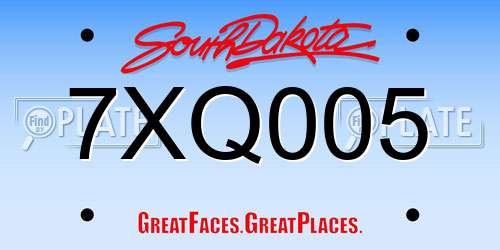 7XQ005 South Dakota License Plate