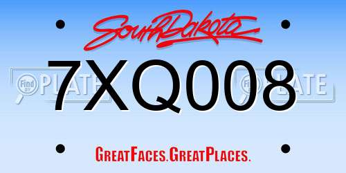 7XQ008 South Dakota License Plate