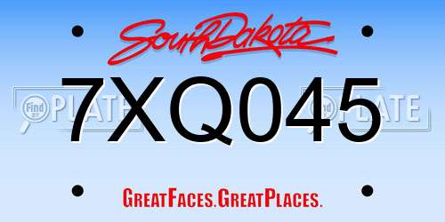 7XQ045 South Dakota License Plate