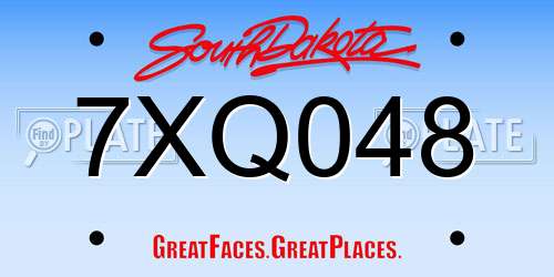 7XQ048 South Dakota License Plate