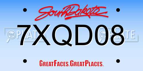 7XQD08 South Dakota License Plate