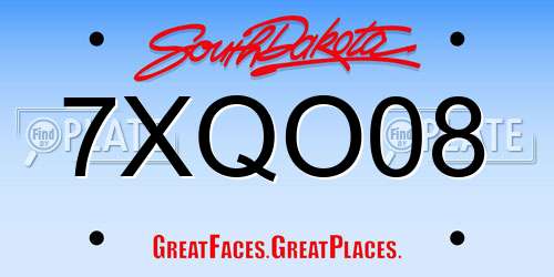 7XQO08 South Dakota License Plate