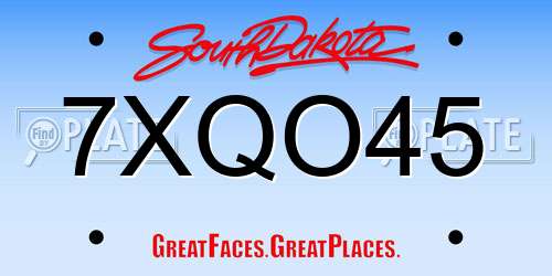 7XQO45 South Dakota License Plate