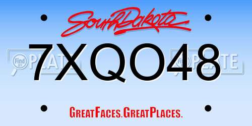 7XQO48 South Dakota License Plate