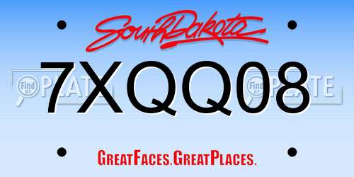 7XQQ08 South Dakota License Plate