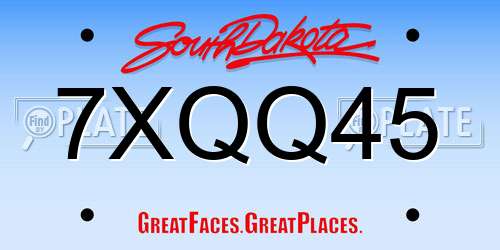7XQQ45 South Dakota License Plate