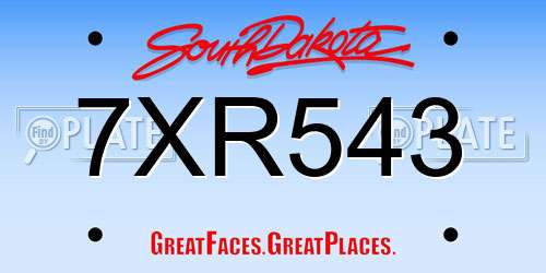 7XR543 South Dakota License Plate