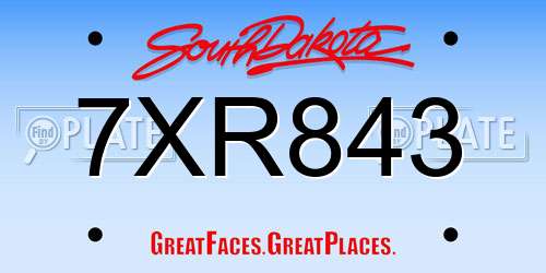7XR843 South Dakota License Plate