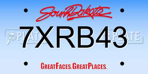 7XRB43 South Dakota License Plate