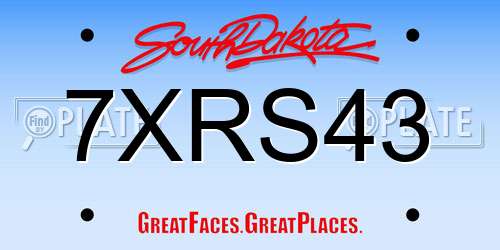7XRS43 South Dakota License Plate