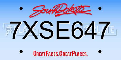 7XSE647 South Dakota License Plate