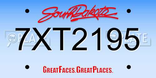 7XT2195 South Dakota License Plate