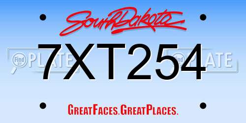7XT254 South Dakota License Plate