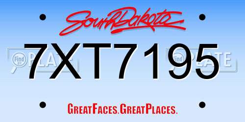 7XT7195 South Dakota License Plate