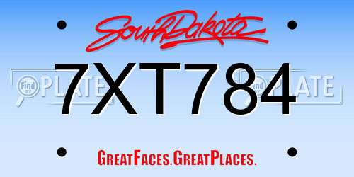 7XT784 South Dakota License Plate