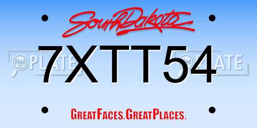 7XTT54 South Dakota License Plate