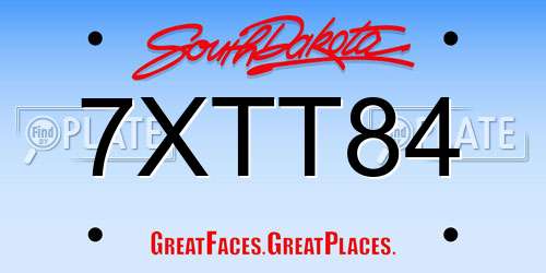 7XTT84 South Dakota License Plate