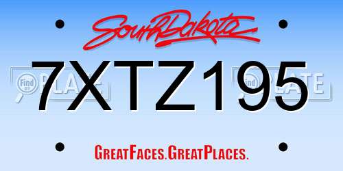 7XTZ195 South Dakota License Plate