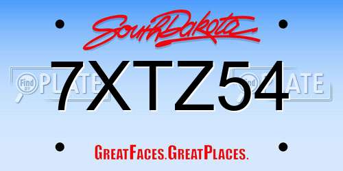7XTZ54 South Dakota License Plate