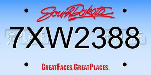 7XW2388 South Dakota License Plate