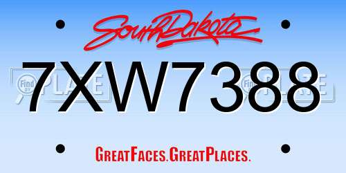 7XW7388 South Dakota License Plate