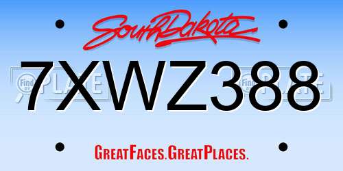 7XWZ388 South Dakota License Plate