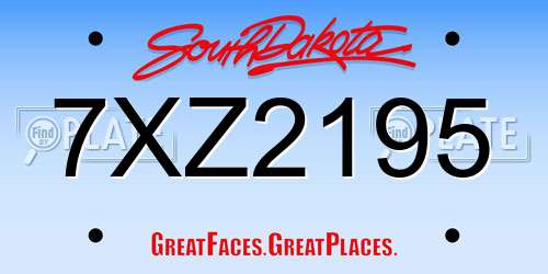 7XZ2195 South Dakota License Plate