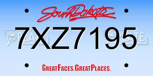 7XZ7195 South Dakota License Plate