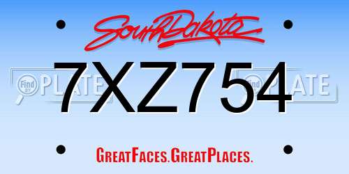 7XZ754 South Dakota License Plate