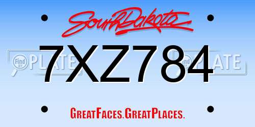 7XZ784 South Dakota License Plate