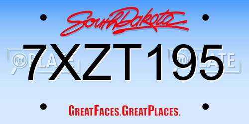 7XZT195 South Dakota License Plate