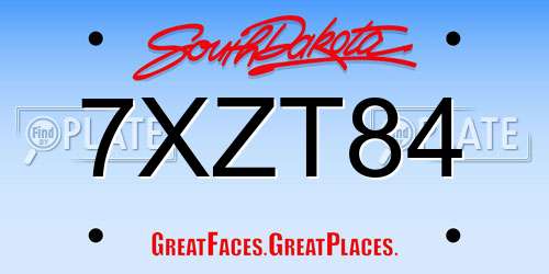 7XZT84 South Dakota License Plate