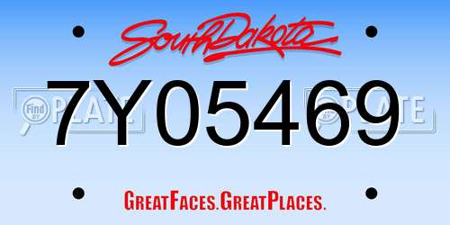 7Y05469 South Dakota License Plate